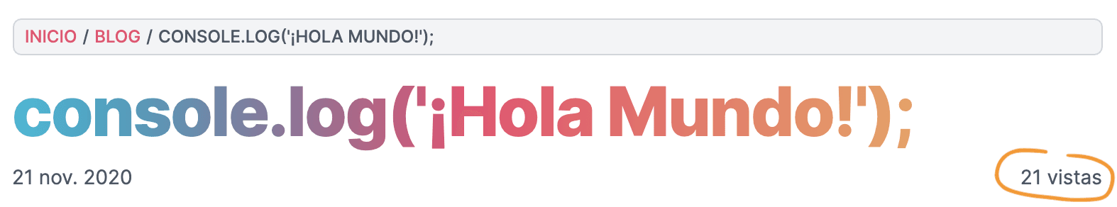 Resultado final mostrando el contador de visitas